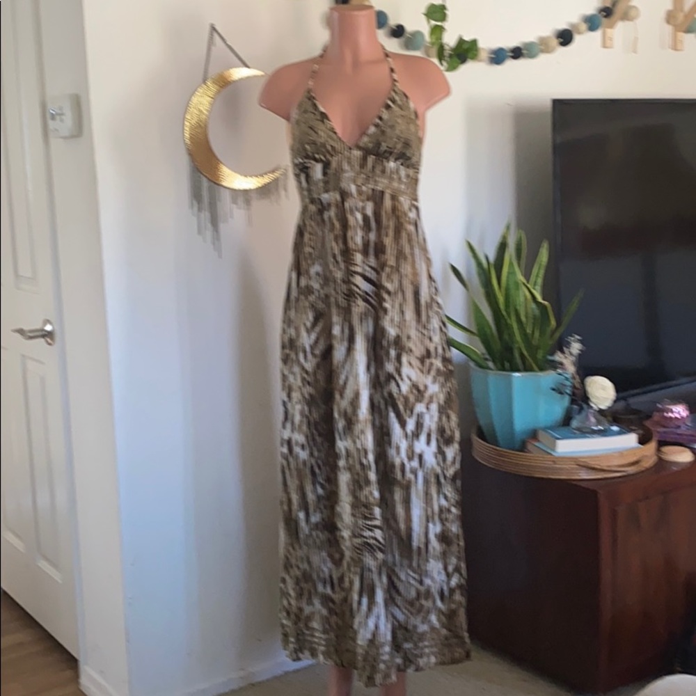 Lucky brand knit ethnic print halter maxi dress